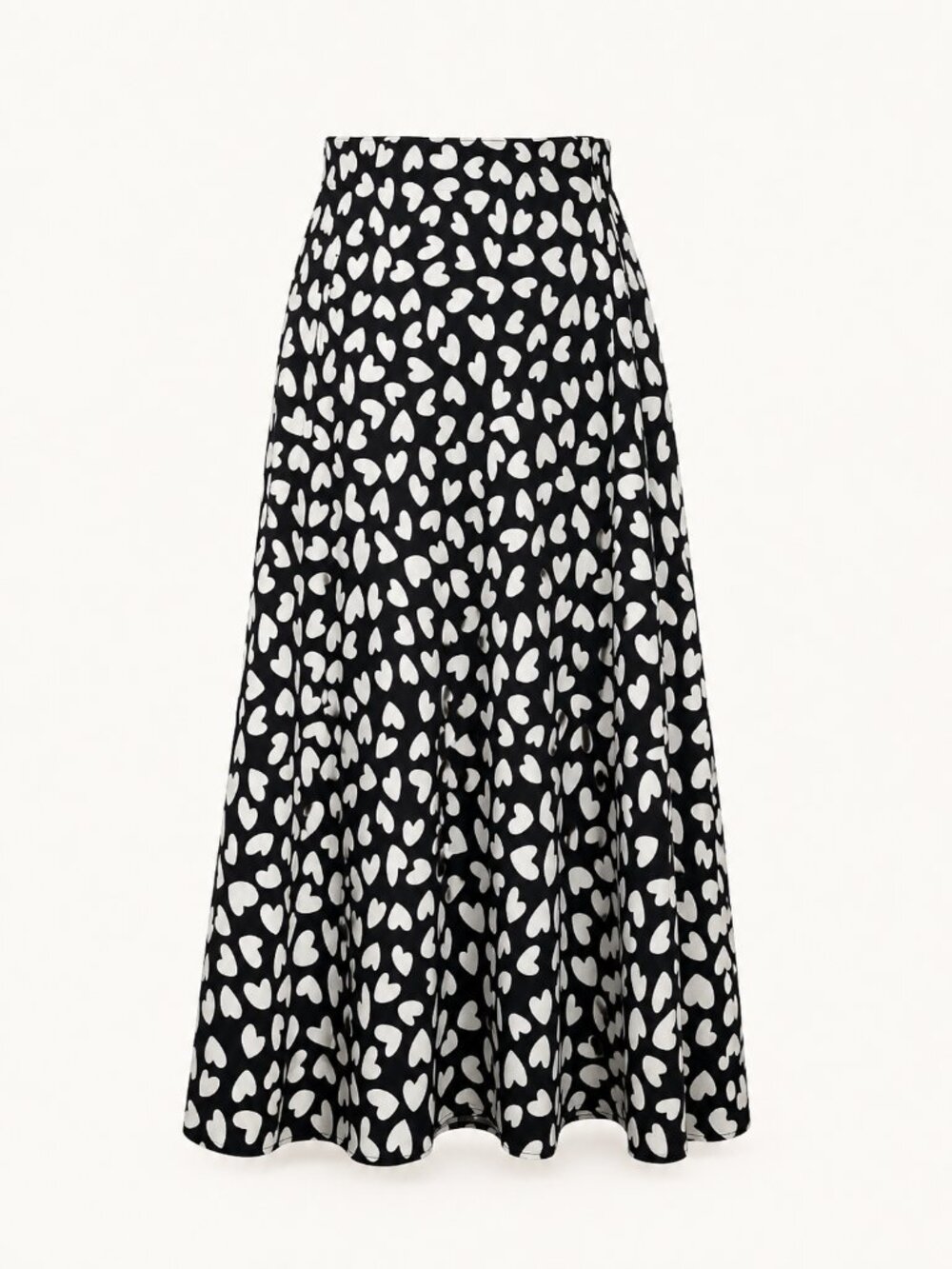 Ann Taylor Heart Print Midi Skirt Black White A-Line Fully Lined Medium